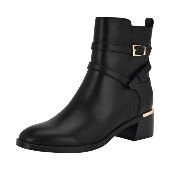 NWT Calvin Klein Womens Buckle Jasen Bootie KCJASEN Black 6.5M